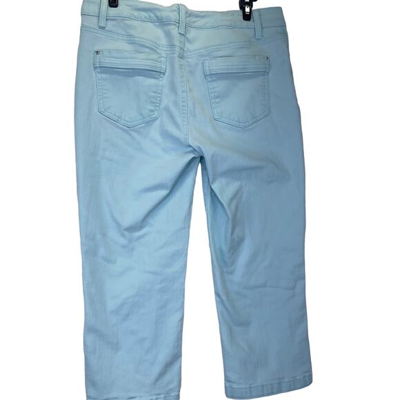 Bandolino Women's Mandie Capri Button Zip Side Slit Snap Spring Pastel Blue S 8 - Picture 2 of 16